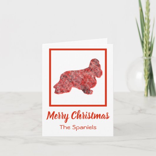 Cocker Spaniel Hund Silhouette Red Frohe Weihnacht Karte (Vorderseite)