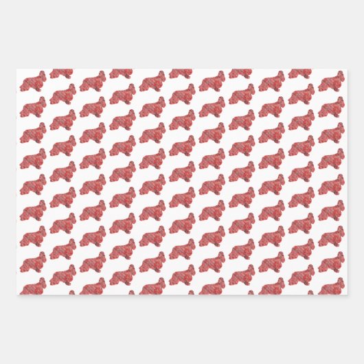 Cocker Spaniel Hund Silhouette Red Merry Woofmas Geschenkpapier Set (Vorderseite 3)