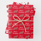 Cocker Spaniel Hund Silhouette Red Merry Woofmas Geschenkpapier Set (Beispiel)