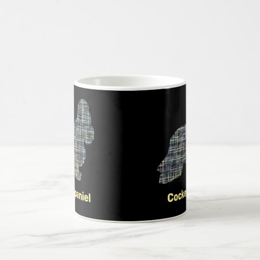 Cocker Spaniel Hund Silhouette Y&B Grid Lines Kaffeetasse (Mittel)