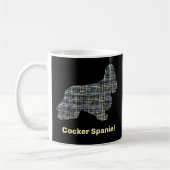 Cocker Spaniel Hund Silhouette Y&B Grid Lines Kaffeetasse (Links)