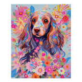Cocker Spaniel Hund und Blume 002 - Schneider Juwe Poster (Vorderseite)