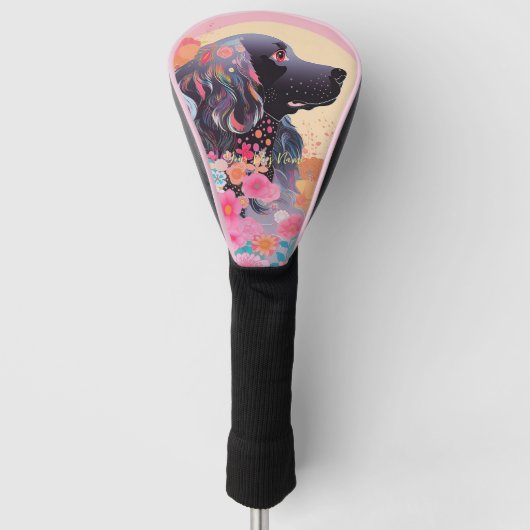 Cocker Spaniel Hund und Blume 003 - Schneider Juwe Golf Headcover (Vorderseite)