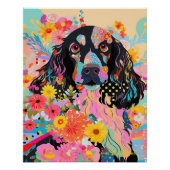Cocker Spaniel Hund und Blume 005 - Schneider Juwe Poster (Vorderseite)