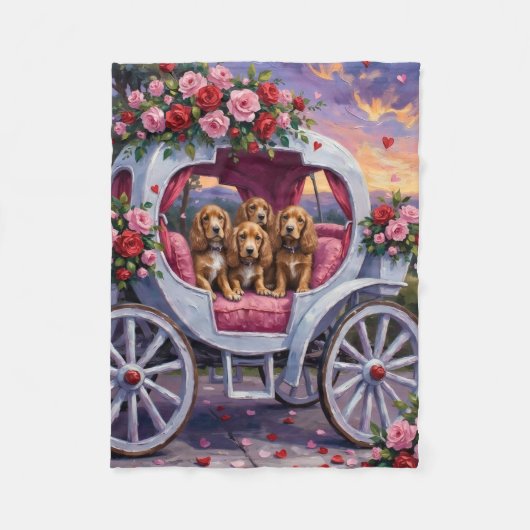 Cocker Spaniel Hund Valentinstag Fleecedecke (Vorderseite)