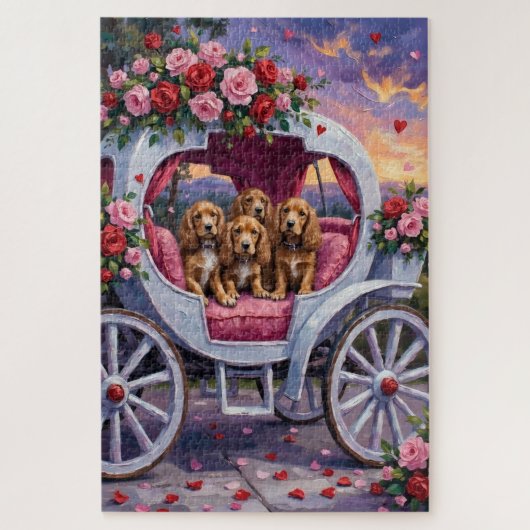 Cocker Spaniel Hund Valentinstag  Puzzle (Vertikal)