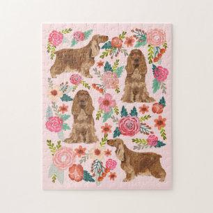 Cocker Spaniel Hund Vintag Florenz rosa Puzzle