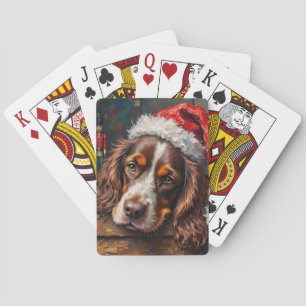 Cocker Spaniel Hund Vintage Weihnachts-Spielzeugki Spielkarten