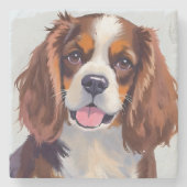 Cocker Spaniel | Hund Wasserfarbe Haustiermalerei Steinuntersetzer (Vorderseite)