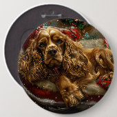 Cocker Spaniel Hund Weihnachtsfestlich Button (Vorne & Hinten)