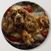 Cocker Spaniel Hund Weihnachtsfestlich Button (Vorderseite)