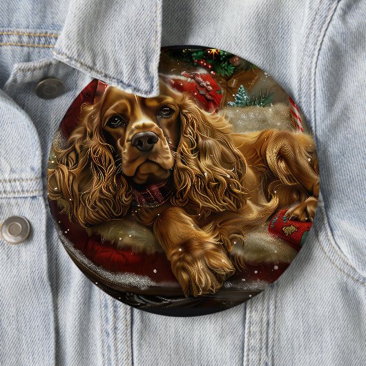 Cocker Spaniel Hund Weihnachtsfestlich Button (Beispiel)