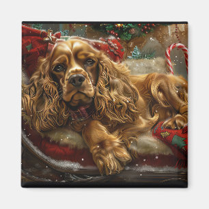 Cocker Spaniel Hund Weihnachtsfestlich Magnet