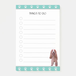 Cocker Spaniel Hund Welpe und Pfoten Dinge zu tun Post-it Klebezettel