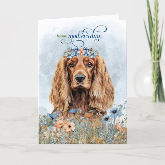 Cocker Spaniel Hund Wildblumen Muttertag Feiertagskarte (Vorderseite)