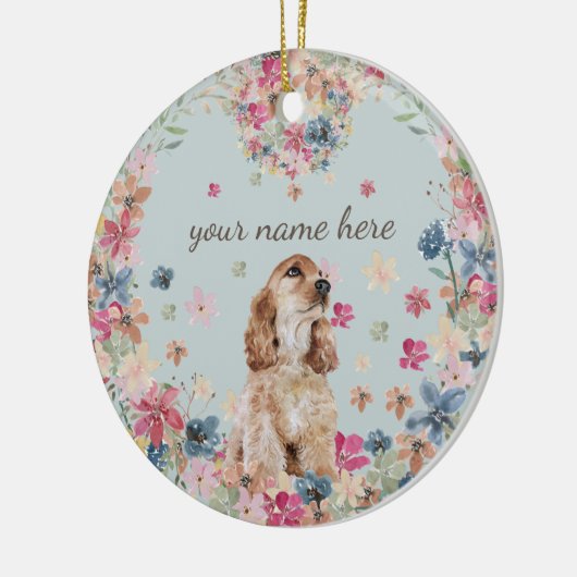 Cocker Spaniel Hund Zeichnend Rasse Welpe Keramik Ornament (Links)