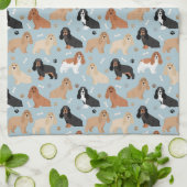 Cocker Spaniel Hunde Knochen und Paws Blue Geschirrtuch (Gefaltet)