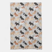 Cocker Spaniel Hunde Knochen und Paws Grau Geschirrtuch (Vertikal)
