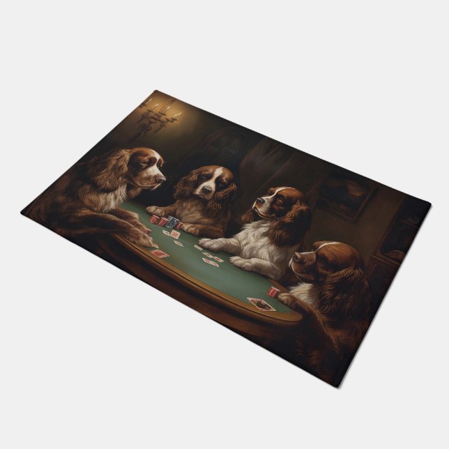 Cocker Spaniel Hunde Poker spielen Kunst Fußmatte (Schrägansicht)