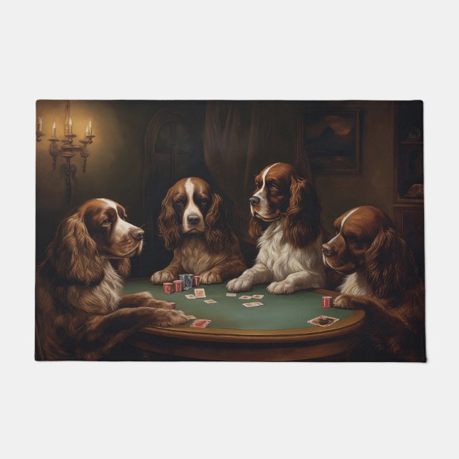 Cocker Spaniel Hunde Poker spielen Kunst Fußmatte (Vorderseite)
