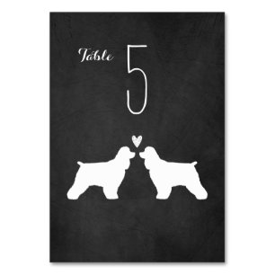 Cocker Spaniel Hunde Silhouetten Hochzeit Empfang Tischnummer
