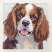 Cocker Spaniel | Hunde-Wasserfarben-Haustiermalere Glasuntersetzer (Vorderseite)
