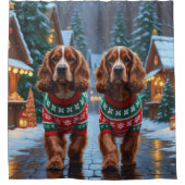 Cocker Spaniel Hunde Weihnachten Schnee Feiertag Duschvorhang (Vorderseite)