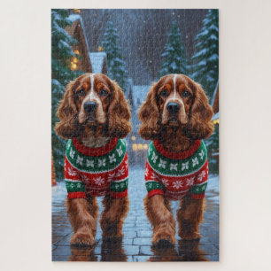 Cocker Spaniel Hunde Weihnachten Schnee Feiertag Puzzle