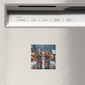 Cocker Spaniel Hunde Weihnachten Schnee Urlaub Magnet (In Situ (Geschirrspüler))