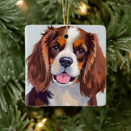 Cocker Spaniel-Hundemalerei Keramikornament (Baum)