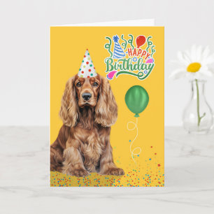 Cocker Spaniel Hundepartyhut Gelb Geburtstag Karte