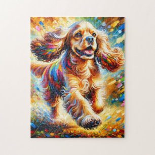Cocker Spaniel Hundeporträt Acryl-Kunst Druck Puzzle