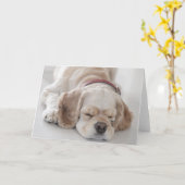 Cocker spaniel-Hundeschlafen Karte (Gelbe Blume)