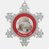 Cocker spaniel-Hundeschlafen Schneeflocken Zinn-Ornament (Vorderseite)