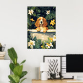 Cocker Spaniel im Badewannen-Poster, Lustiger Hund Poster (Heimbüro)