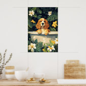Cocker Spaniel im Badewannen-Poster, Lustiger Hund Poster (Küche)