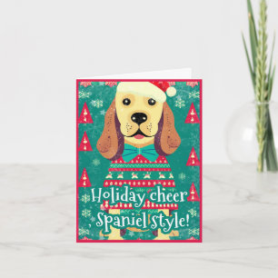 Cocker Spaniel im hässlichen Weihnachtspulli Merry Feiertagskarte