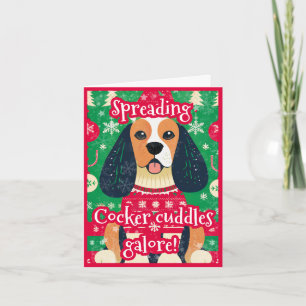 Cocker Spaniel im hässlichen Weihnachtspullover We Feiertagskarte