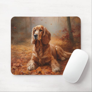 Cocker Spaniel im Herbstlaubfall inspiriert Mousepad