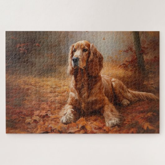 Cocker Spaniel im Herbstlaubfall inspiriert Puzzle (Horizontal)