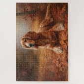 Cocker Spaniel im Herbstlaubfall inspiriert Puzzle (Vertikal)