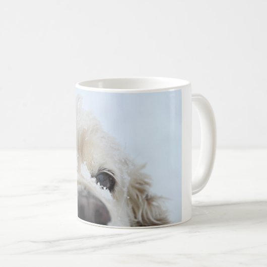Cocker Spaniel im Schnee Kaffeetasse (VorderseiteRechts)