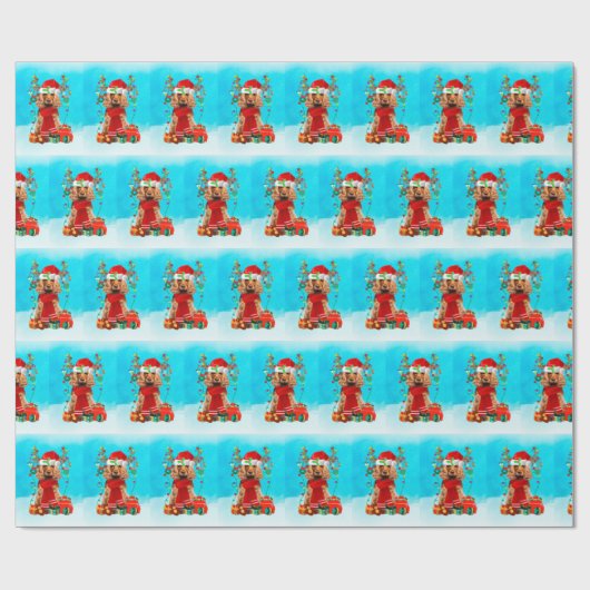 Cocker Spaniel im Schnee mit Weihnachtsgeschenken Geschenkpapier (Flach)