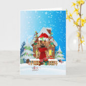 Cocker Spaniel im Schnee mit Weihnachtsgeschenken Karte (Gelbe Blume)