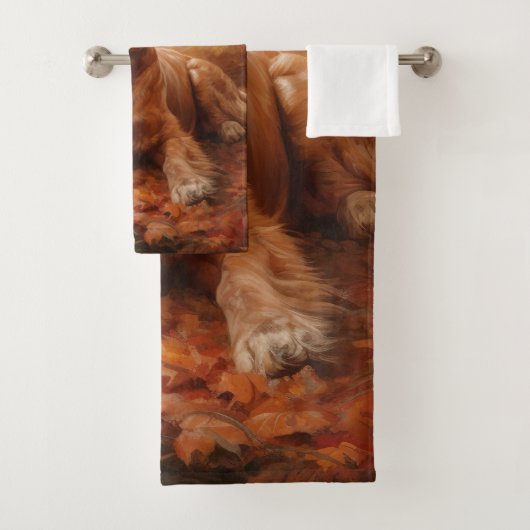 Cocker Spaniel in Herbstleaves Inspiriere Fall Badhandtuch Set (Insitu)