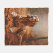 Cocker Spaniel in Herbstleaves Inspiriere Fall Fleecedecke (Vorderseite (Horizontal))