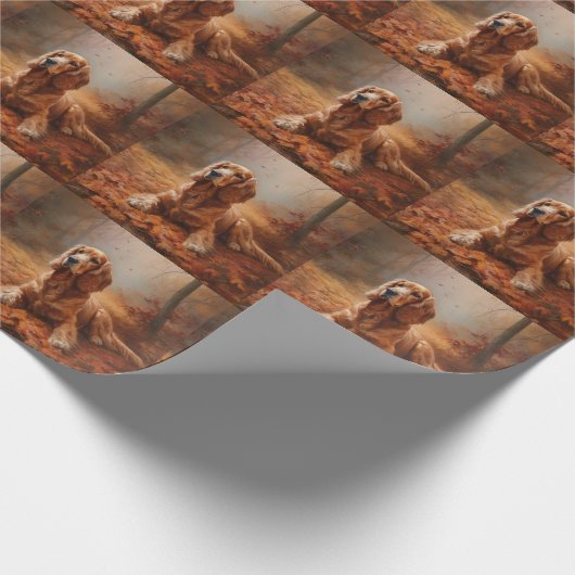 Cocker Spaniel in Herbstleaves Inspiriere Fall Geschenkpapier (Ecke)