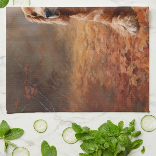 Cocker Spaniel in Herbstleaves Inspiriere Fall Geschirrtuch (Gefaltet)