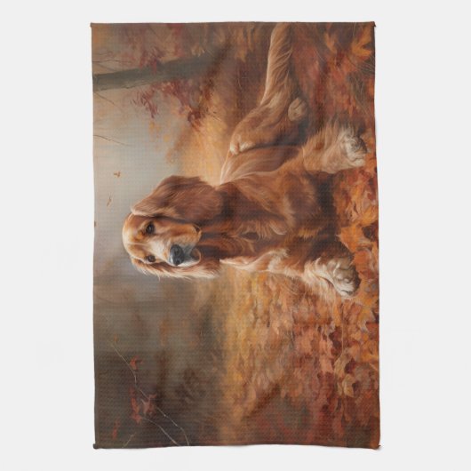 Cocker Spaniel in Herbstleaves Inspiriere Fall Geschirrtuch (Vertikal)