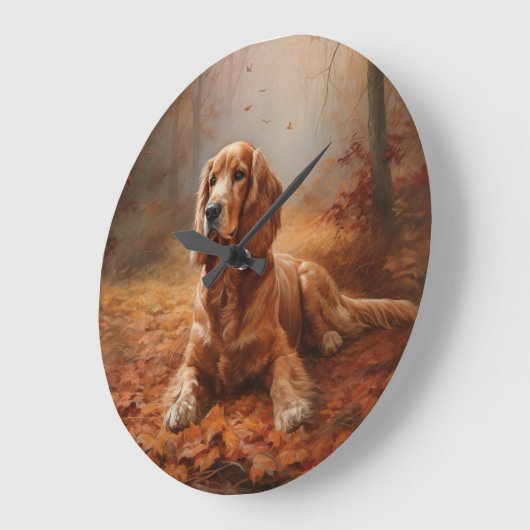 Cocker Spaniel in Herbstleaves Inspiriere Fall Große Wanduhr (Winkel)